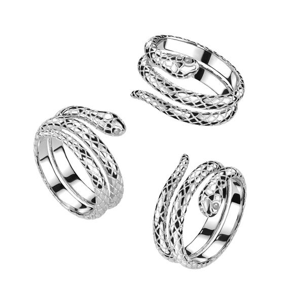 316L Stainless Steel Wrap Around Snake Ring 13 - Picture 1 of 3